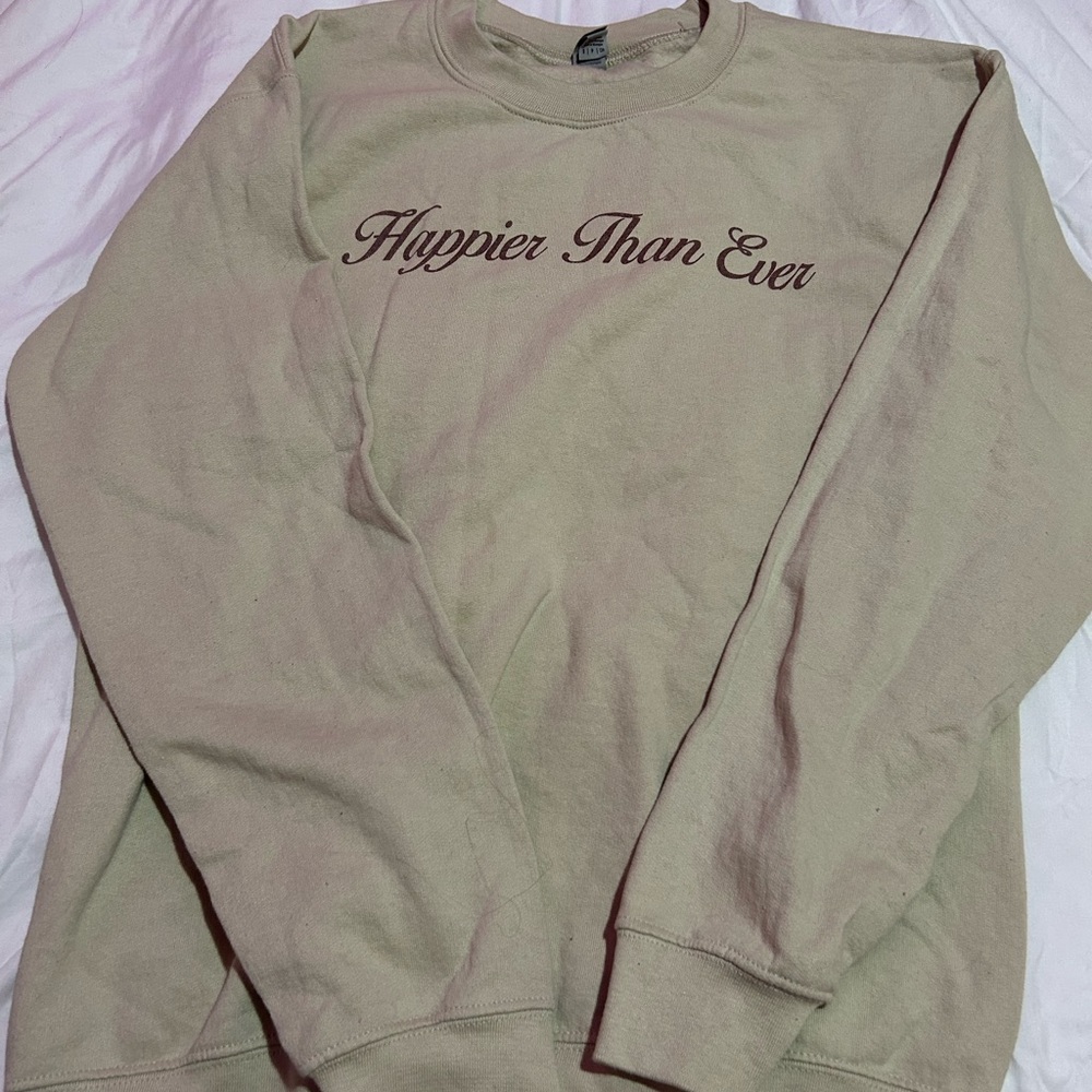 Beige Billie Eilish Happier Than Ever Sweatshirt